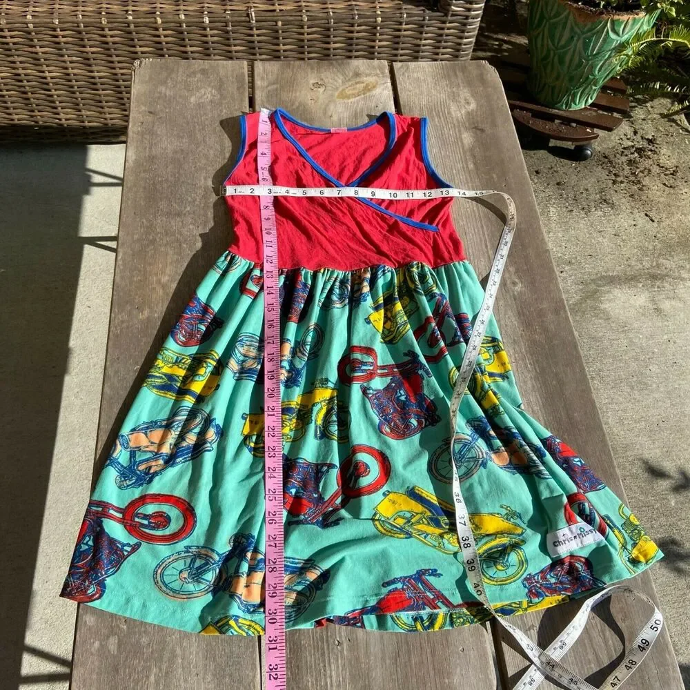 Chris N‎ Missy Red Teal Motorcycle Dress Butter Soft Twirl Size 12